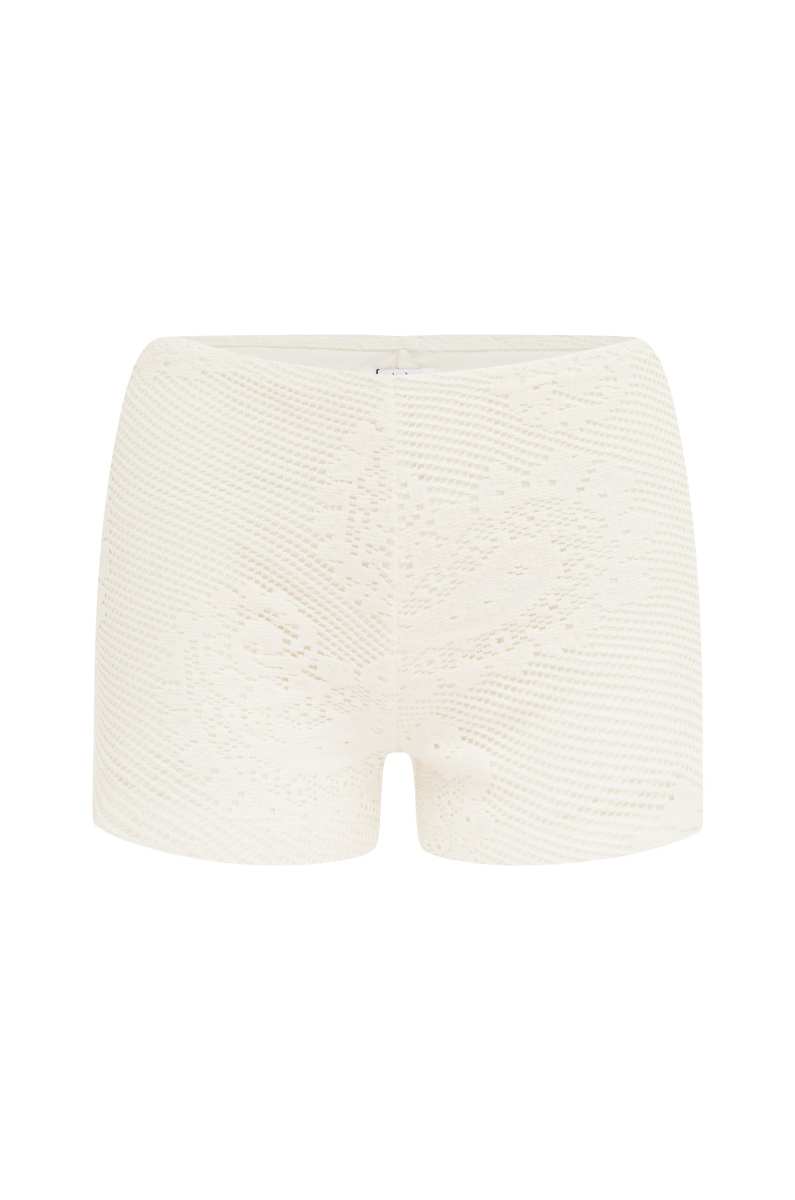With Jean Dom Shorts | White Lace