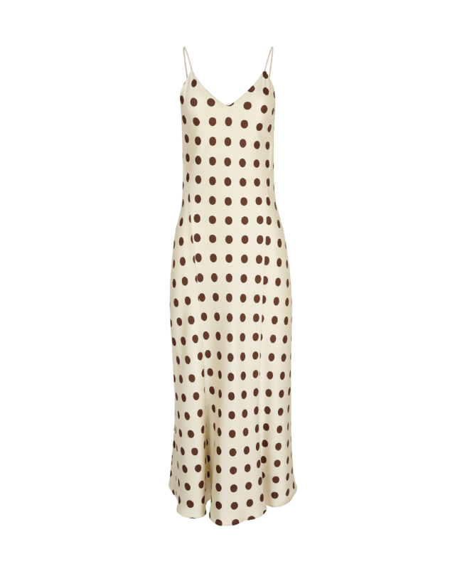 Gonçalo Peixoto Beige Polka Dot Midi Dress