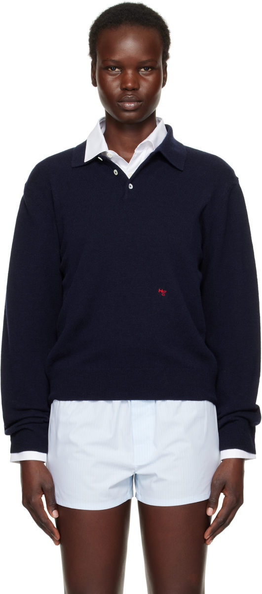 HOMMEGIRLS Navy Wool Polo