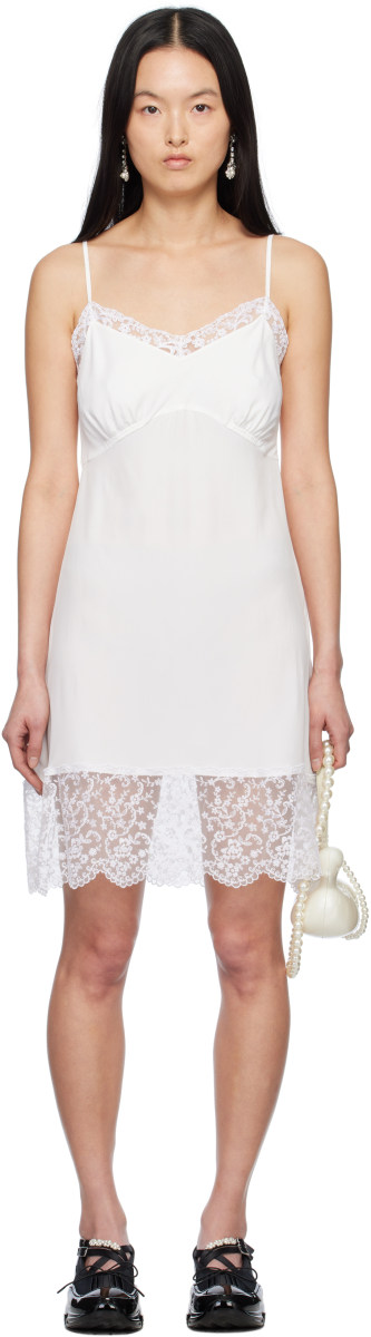 Simone Rocha White Deep Lace Trim Slip Minidress