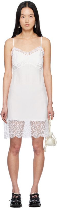 Simone Rocha White Deep Lace Trim Slip Minidress