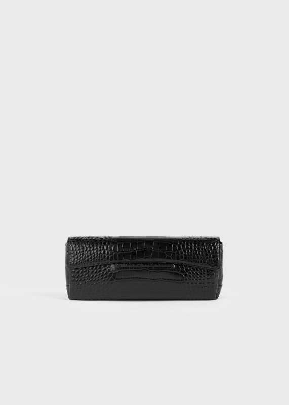 Toteme Soft croco-embossed t-clutch black