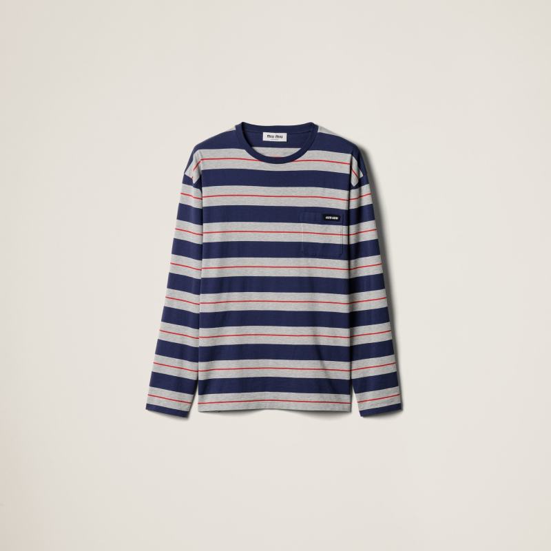 MIU MIU Long-sleeved cotton jersey T-shirt