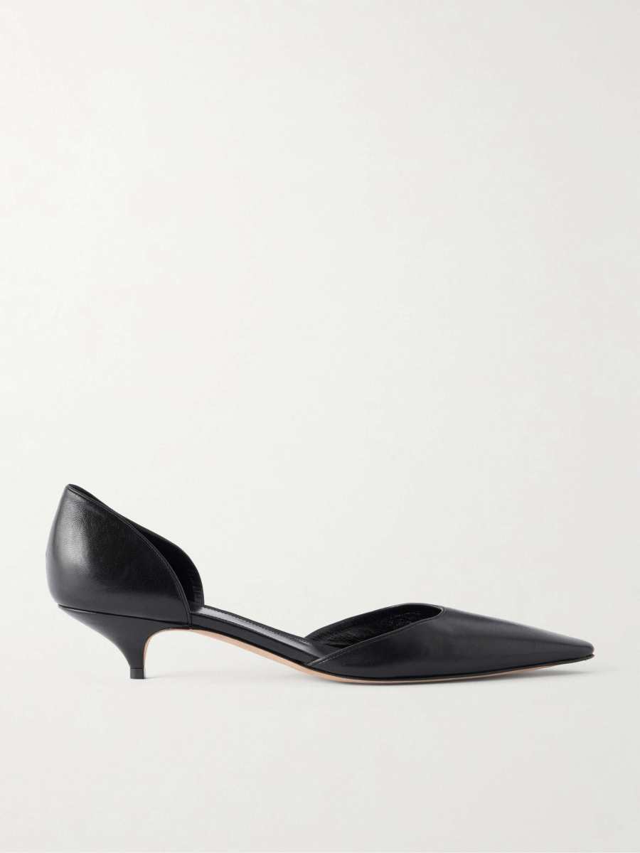 The Row Liisa leather kitten pumps