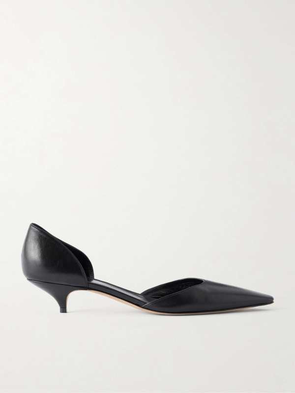 The Row Liisa leather kitten pumps