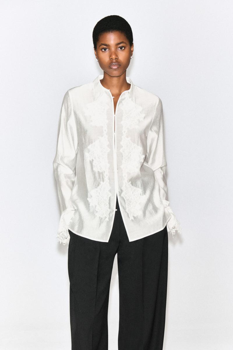 COS FLUID LACE-DETAIL SHIRT