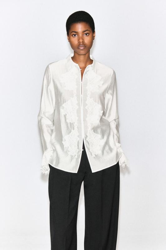 COS FLUID LACE-DETAIL SHIRT