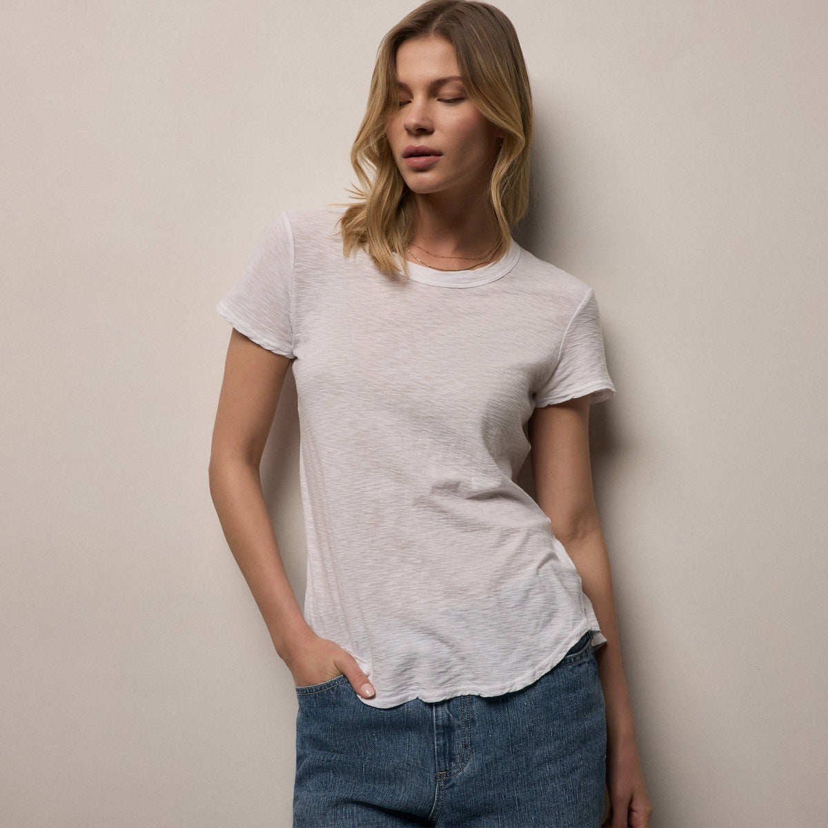 James Perse Sheer Slub Crew Neck Tee