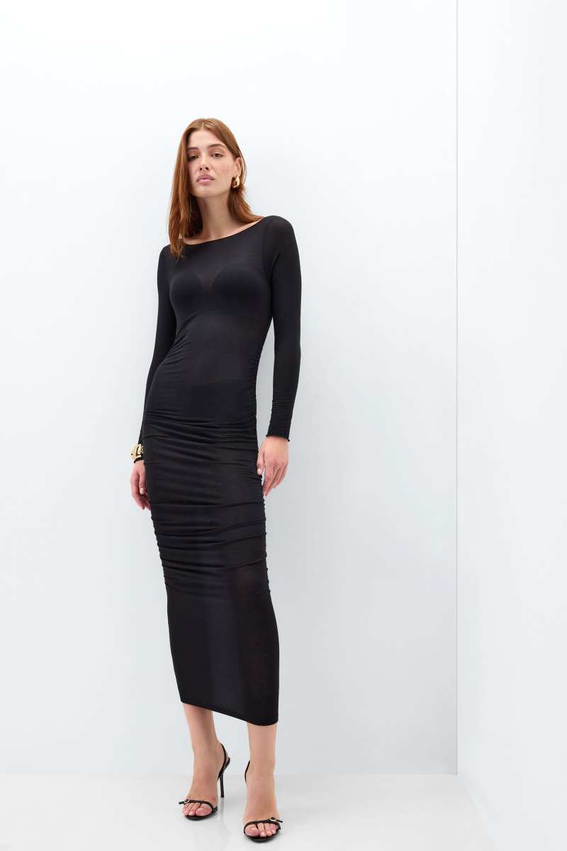 INTIMISSIMI Ultralight Ruched Midi Dress with Cashmere