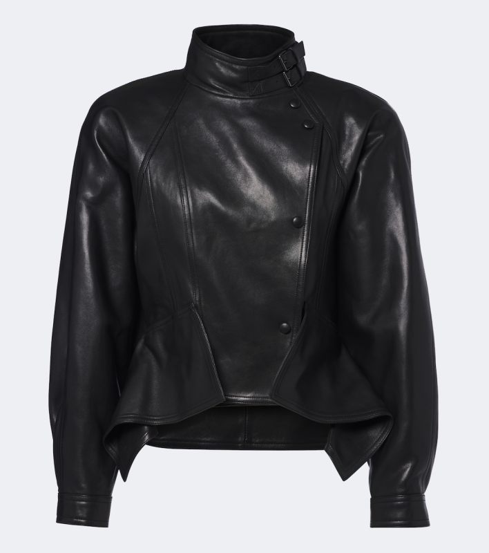 Balmain Asymmetric leather jacket