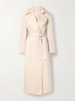 Leset Barb belted satin trench coat