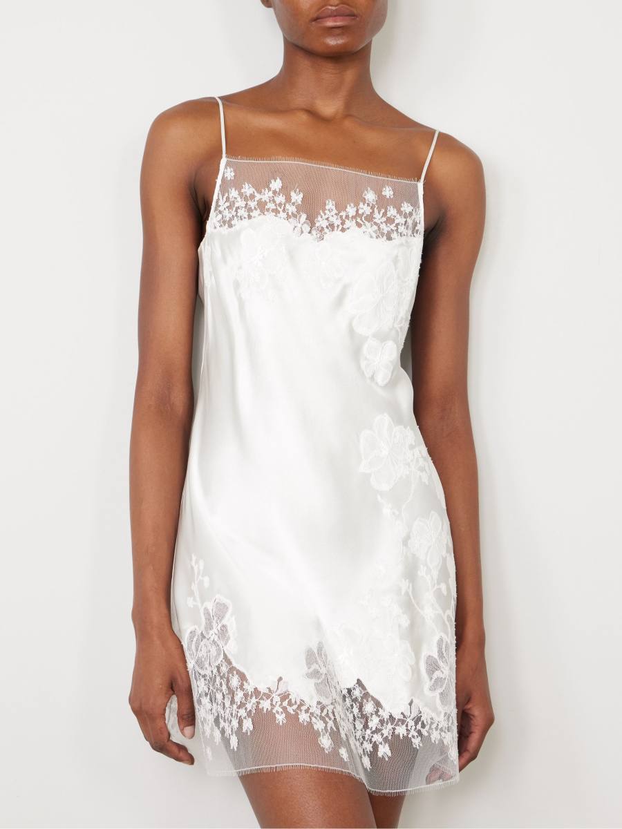 CARINE GILSON Lace-trimmed silk-satin chemise