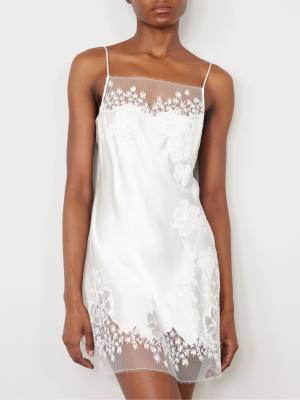 CARINE GILSON Lace-trimmed silk-satin chemise