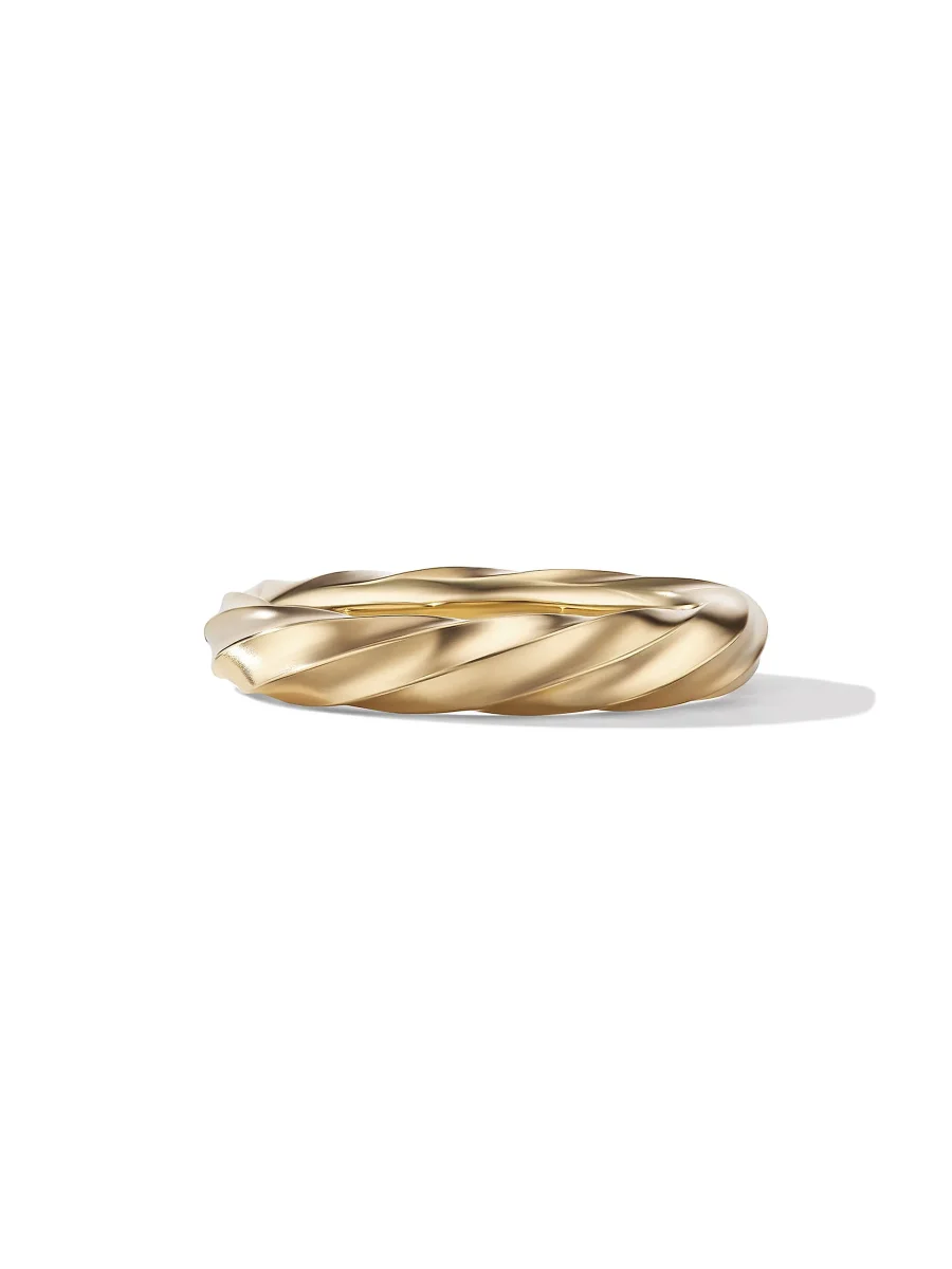 David Yurman Cable Edge Band Ring in 18K Yellow Gold, 4MM