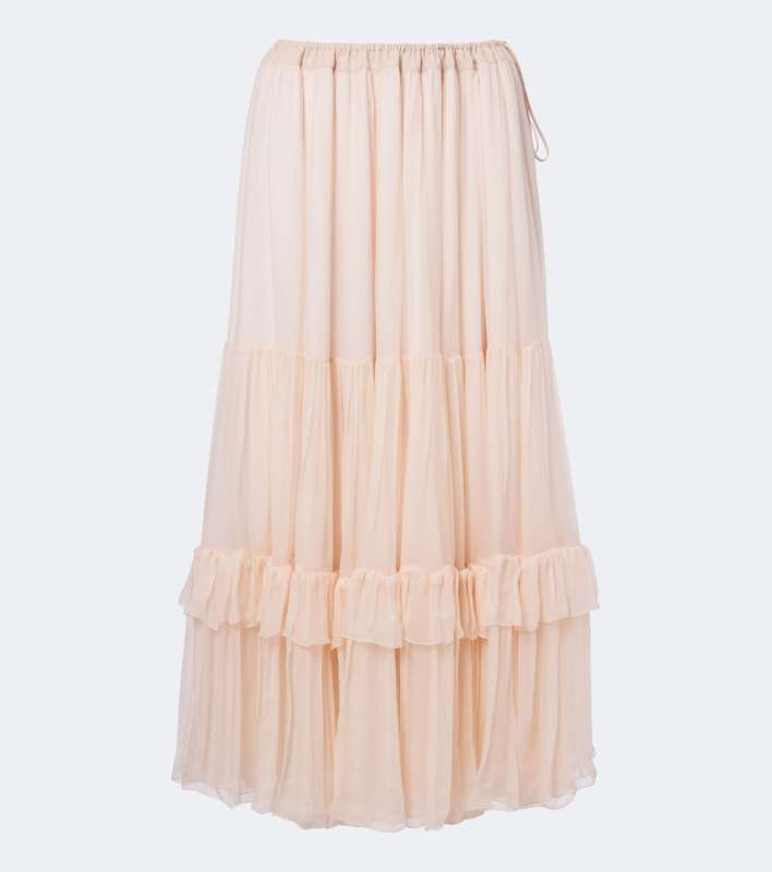 Chloe Ruffled silk midi skirt