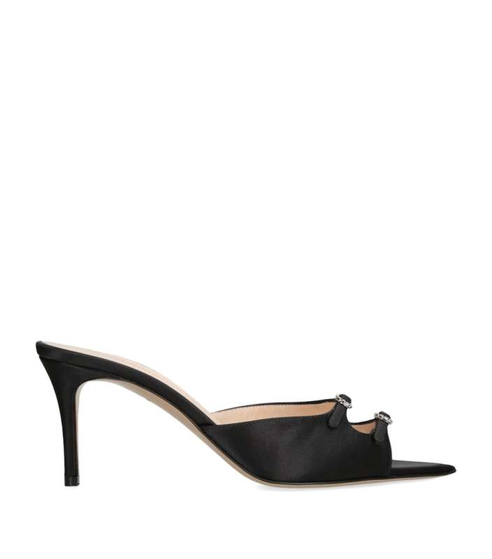 Andrea Wazen Satin Carol Heeled Mules 75