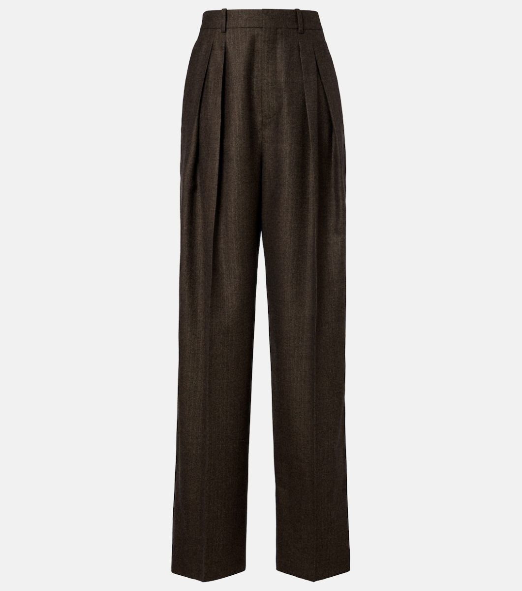 Saint Laurent Herringbone wool wide-leg pants