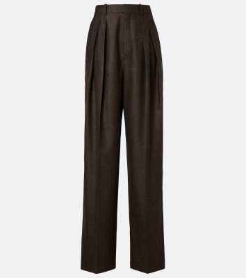Saint Laurent Herringbone wool wide-leg pants