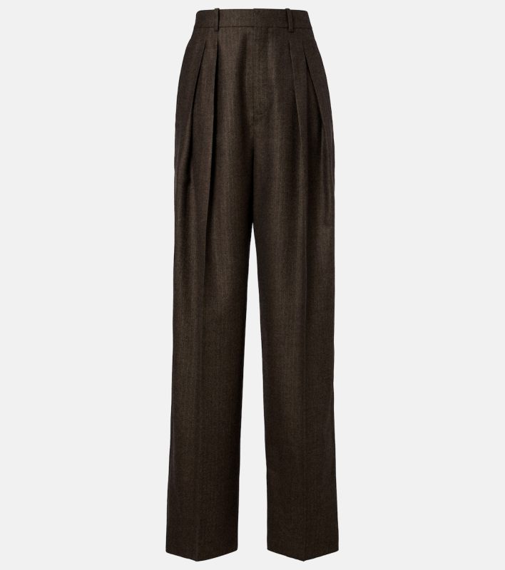 Saint Laurent Herringbone wool wide-leg pants