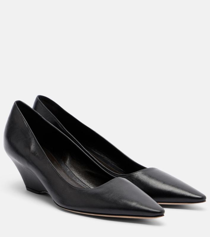 The Row Liisa leather wedges