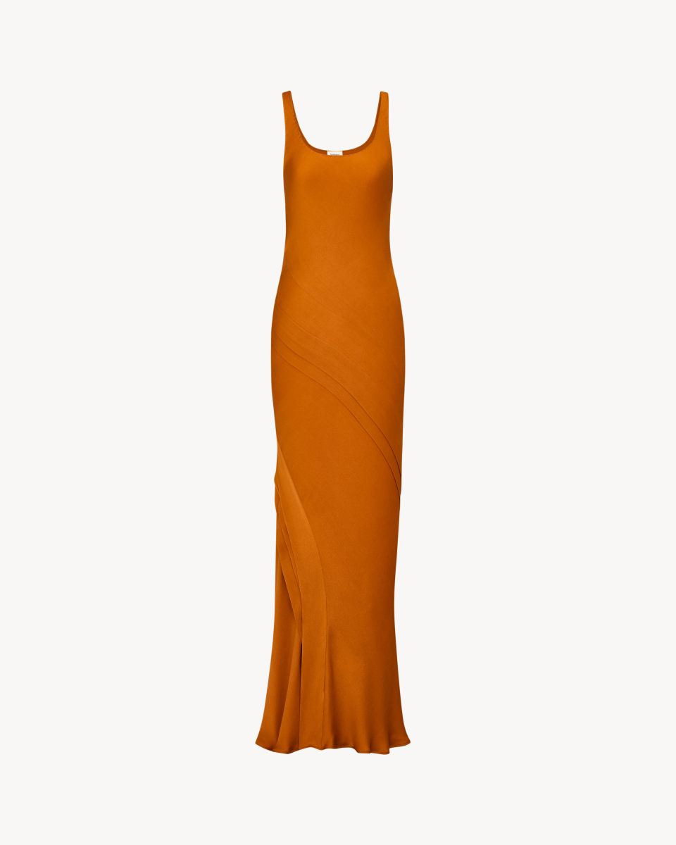 Saint Laurent draped tank dress in silk satin