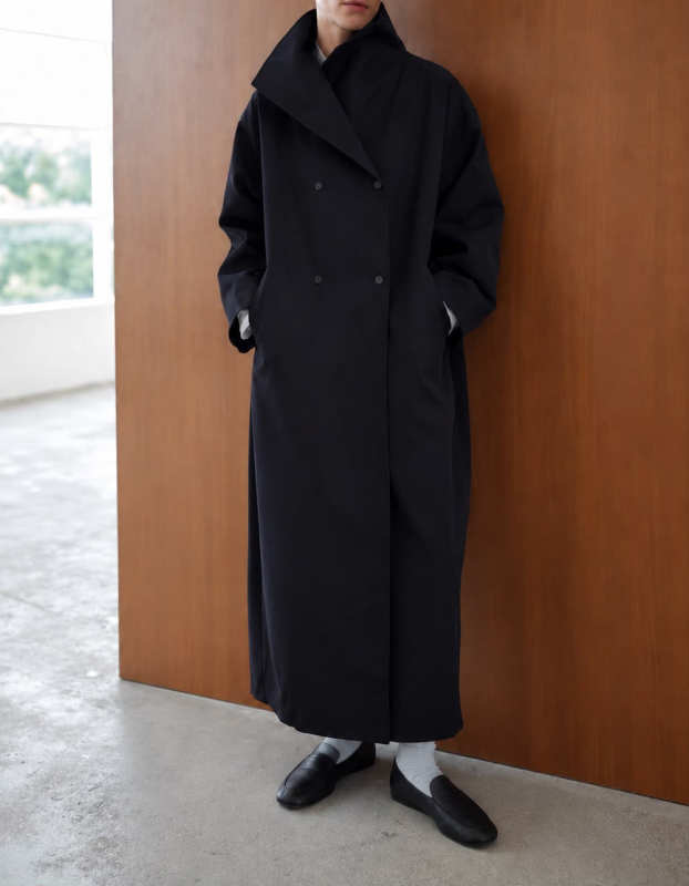 MARCÉLA LONDON Fraye Funnel Neck Trench Navy