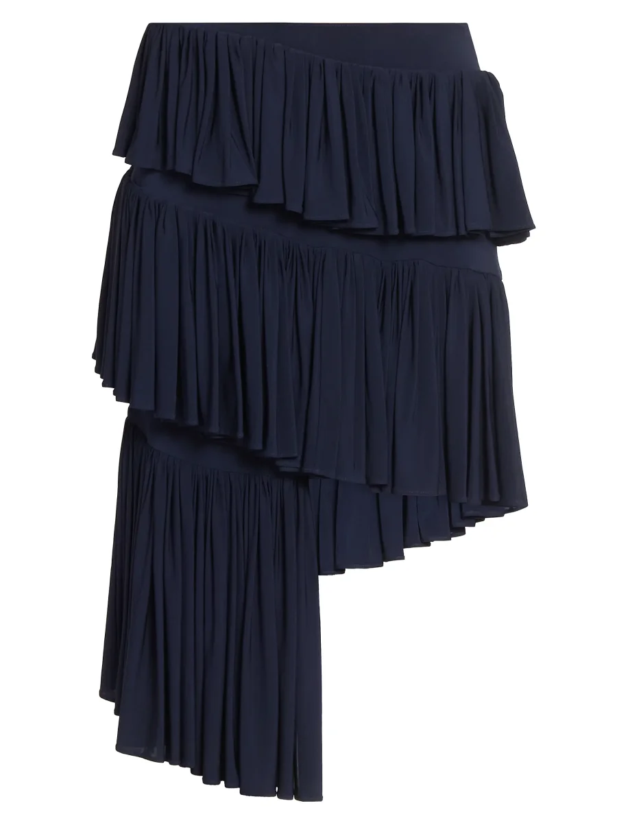 ALAIA Spiral Tiered Ruffled Asymmetric Skirt