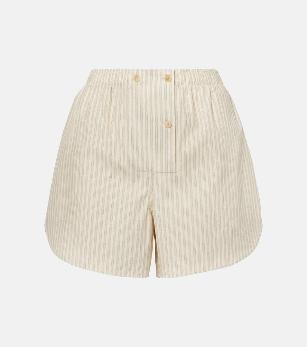 The Row Nicasia striped cotton poplin shorts