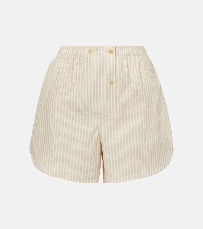 The Row Nicasia striped cotton poplin shorts