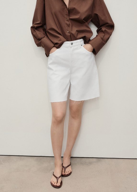 MANGO Frayed hem denim shorts