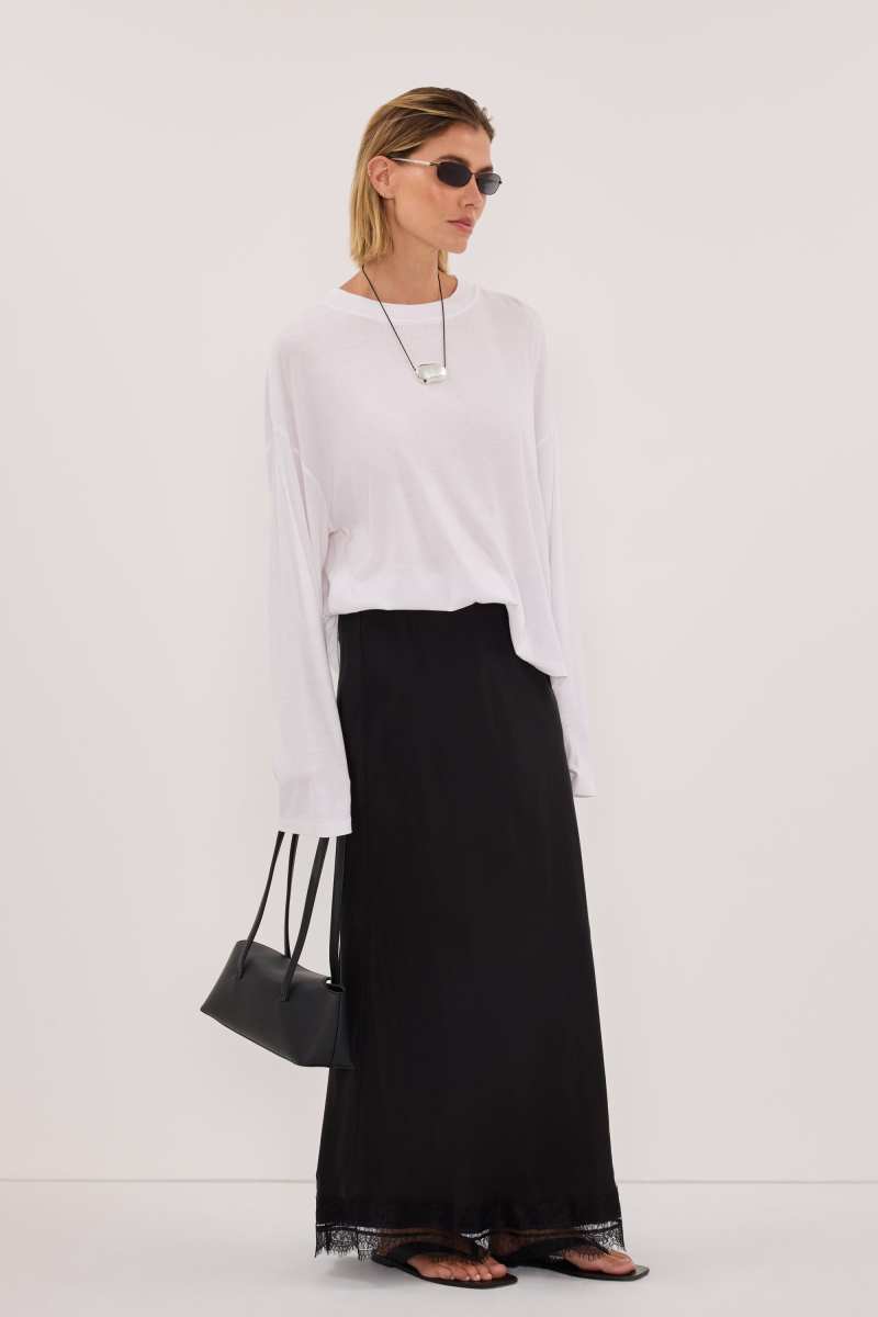 DISSH Sloane White Long Sleeve Crew Knit Top