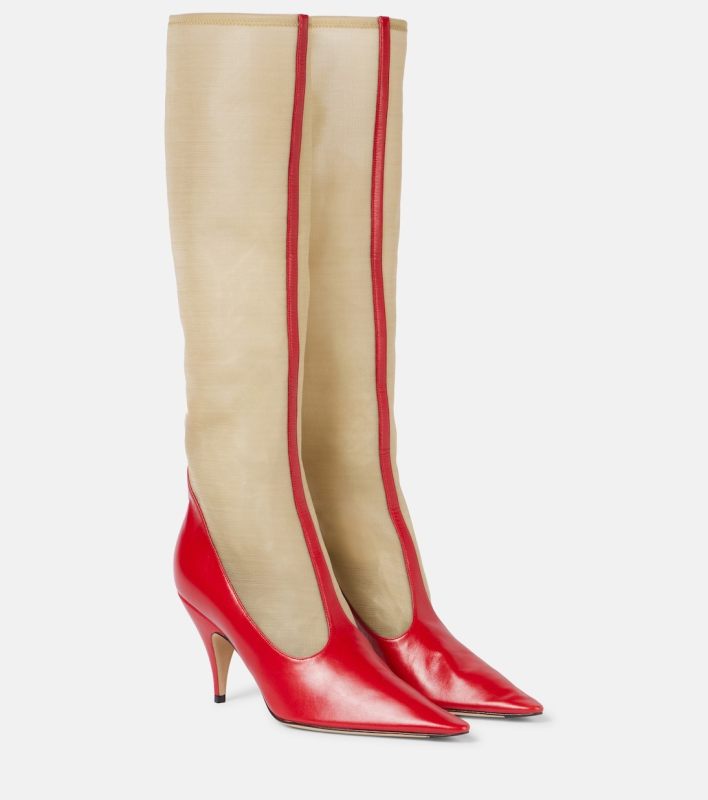 The Row Mesh and leather knee-high boots