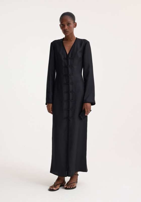 ROHE mandarin silk dress | black