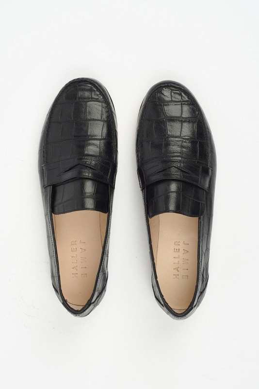 Jamie Haller The Penny Loafer in Black Croc