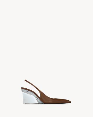 Saint Laurent miller wedges in glazed leather