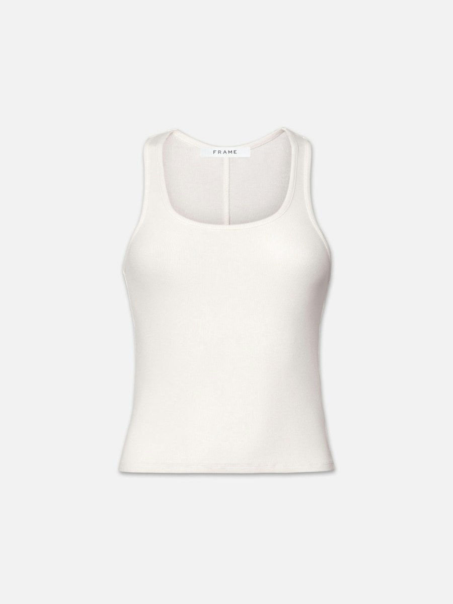 Frame Rib Scoop Neck Tank in White