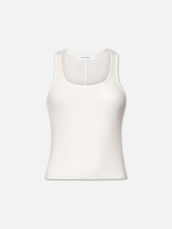 Frame Rib Scoop Neck Tank in White