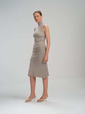 NAMI A-line cashmere skirt in pale grey