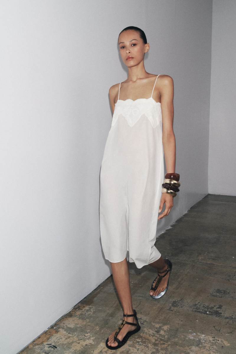 ZARA ZW COLLECTION EMBROIDERED STRAP DRESS