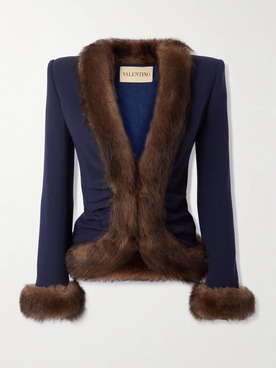 Valentino Garavani Shearling-trimmed wool jacket