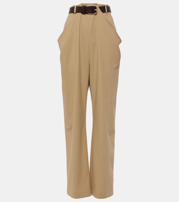 Loewe Belted high-rise cotton slim pants