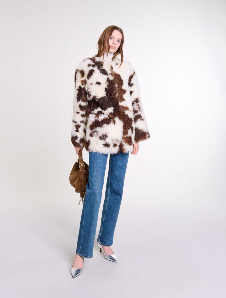 Maje Reversible Faux Fur Shearling Coat