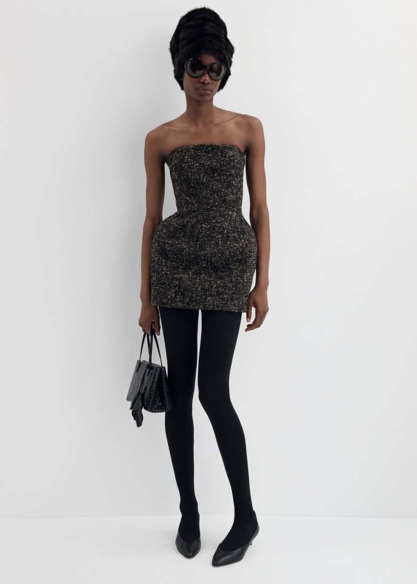 MAGDA BUTRYM Strapless mini dress in brown