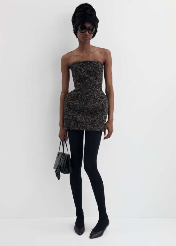 MAGDA BUTRYM Strapless mini dress in brown