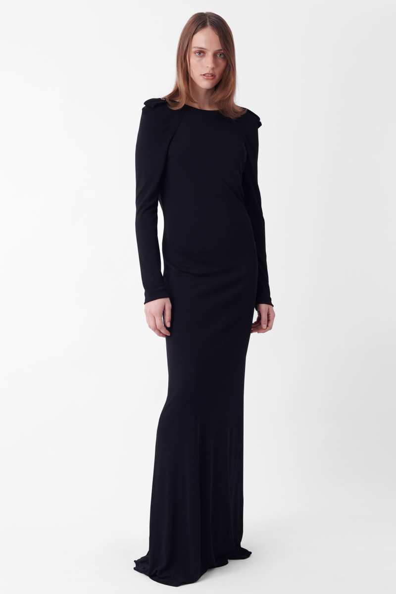 Gucci Vintage F/W 1996 Runway Backless Black Dress with Gold Belt