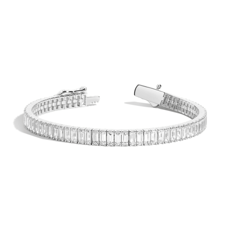 AURATE Lab Grown White Sapphire Baguette Tennis Bracelet