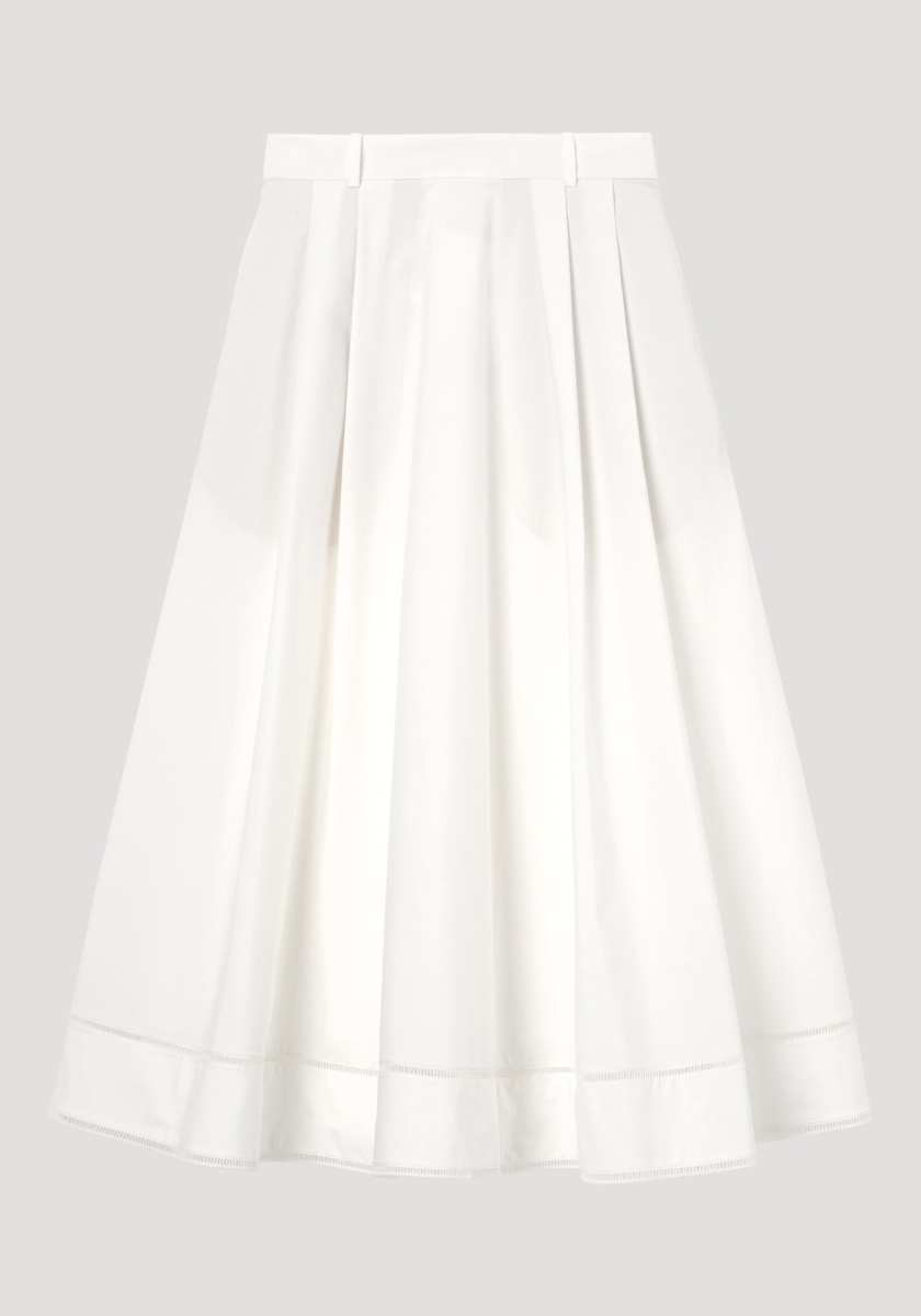 ROHE ladder embroidered poplin skirt | optic white
