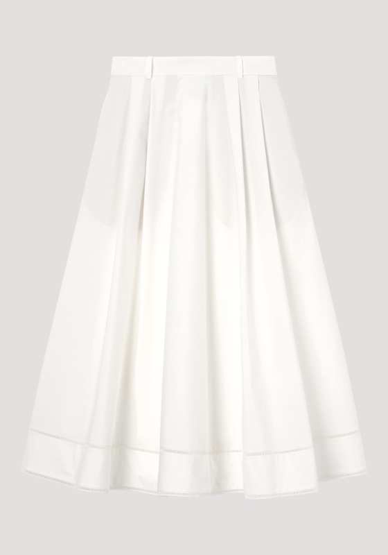 ROHE ladder embroidered poplin skirt | optic white