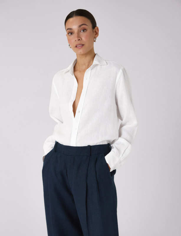 With Nothing Underneath The Boyfriend Linen Shirt
