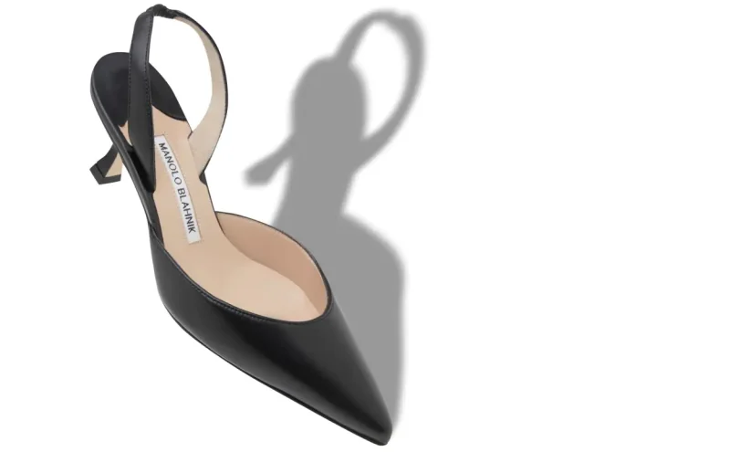 Manolo Blahnik Black Nappa Leather Slingback Pumps